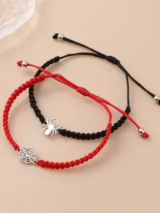 Spider Web Stainless Steel Bracelet, Punk Style Handmade Knitted Chain, Unisex All-Season Accessory, Unique Gift for Friends & Couples