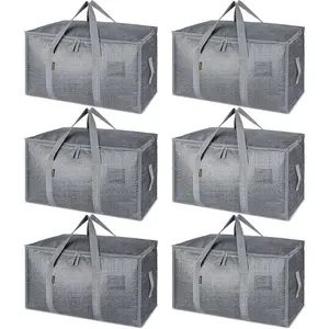 Oversized 6-Pack Mobile Bag with Zipper and Handle Heavy-Duty Storage Tote Bag Space-Saving Mobile Storage Bag Gray Durable 27x15x14 Inch 24 Gallon Capacity