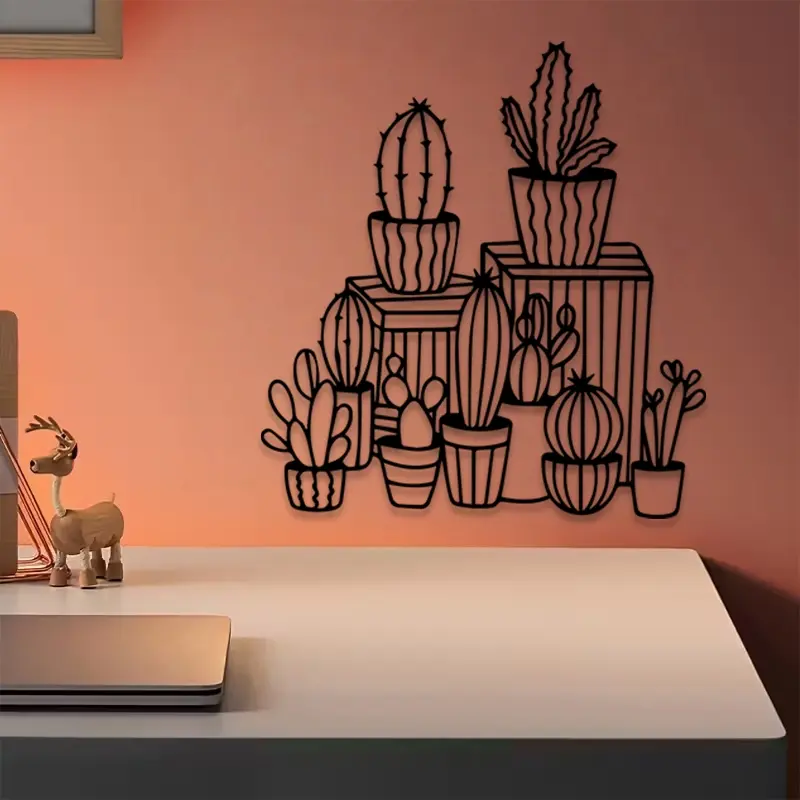 1pc Vintage Cactus Metal Wall Art, Vintage Cactus Statue Mural, Perfect for Living Room, Outdoor Space, Farmhouse Decor, Christmas Decor, Ideal Gift for Desert Enthusiasts christmas decorations