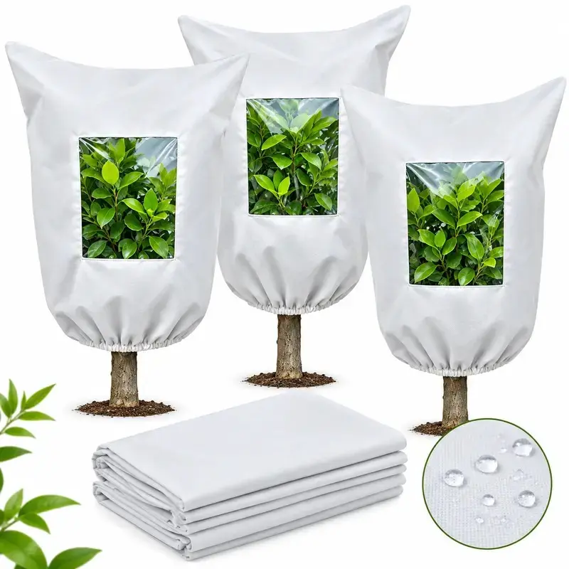 Plant frost protection cover - Winter frost protection for trees, plants, and shrubs, with a zippered drawstring transparent panel, frost blanket wrapping bag, suitable for cold outdoor weather.,toolupgrade