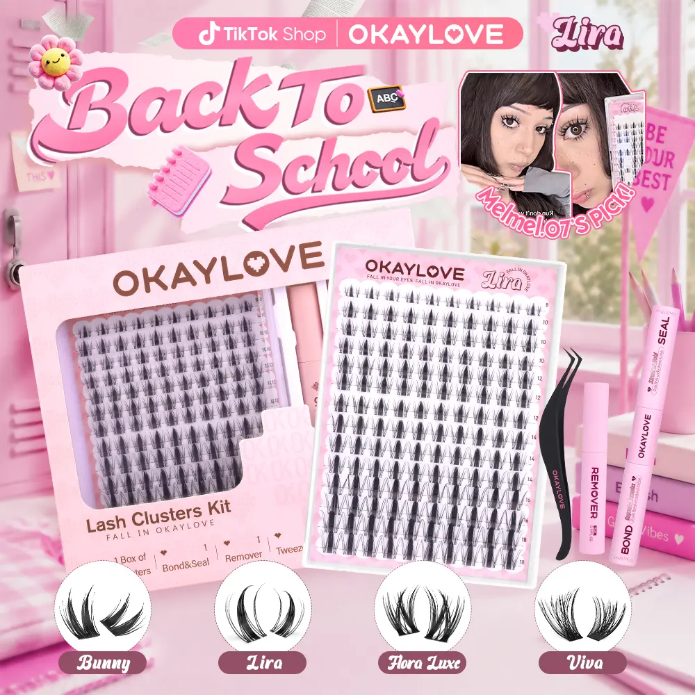 OKAYLOVE Lira Lash Clusters Kit Okaylovelashes with Long-lasting Lash Bond and Seal,Tweezers and Remover for DIY Eyelash at Home for Natural Makeup Girl Gifts #Summervibes DealsForYouDays, Beauty Products, Alt Makeup #sohochic #backtoschool