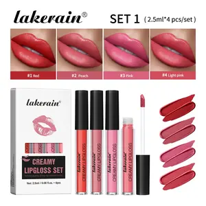 4 Counts Velvet Lip Gloss Set, Creamy Matte High-Pigment Lipstick, Long-lasting Lip Tint, Satin Semi-Matte Lip Glaze, Non-Drying, Mini Portable for On-the-Go Touch-Ups, Lip Makeup