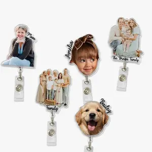 Personalized Photo Badge Reel, Retractable ID Holder, Custom Shape Badge Reel, Funny Badge Holder