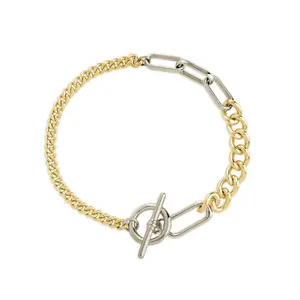 Elaine Dualtone Mixed Chain Toggle Bracelet