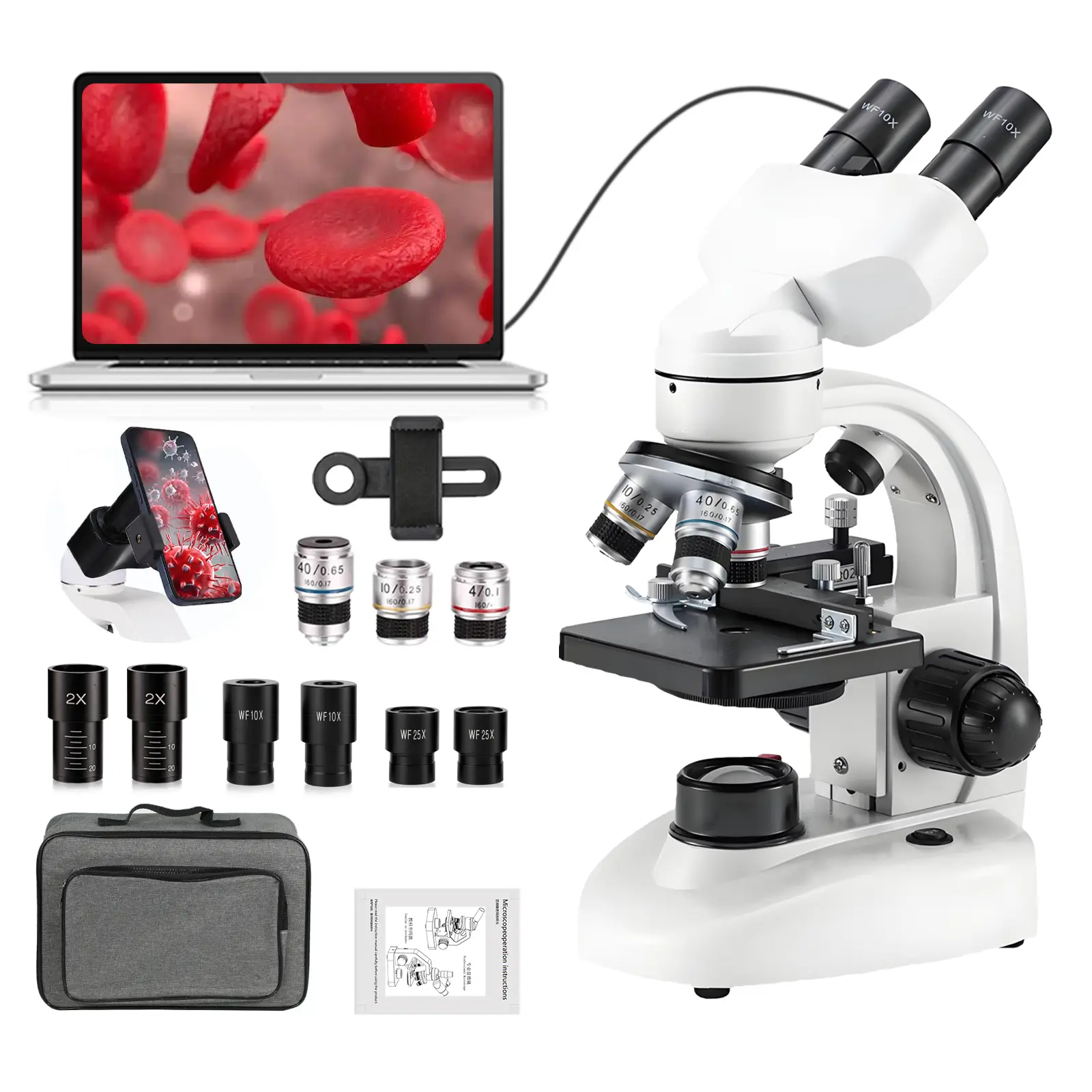 Binocular Optical USB Digital Microscope - 10x Magnification, High-Definition Clarity, Visual Learning Tool for Observing Bacteria, Educational Learning Materials for School & Office Use Portable Microscope Lcd Digital Microscope
