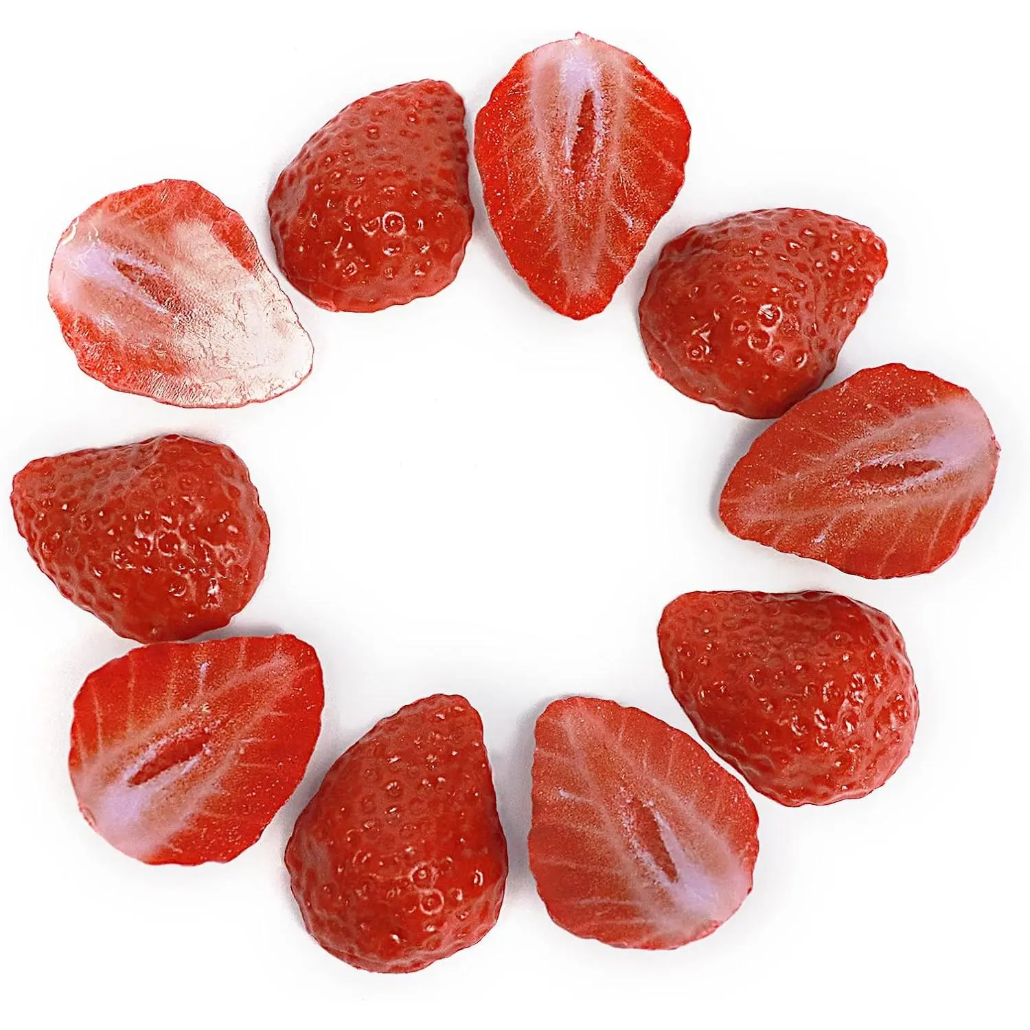 10 Pieces Half-Size Foam Plastic Artificial Strawberry Blocks, Decorative Ornaments for Home Parties, Table & Vase Filling, Photography Props