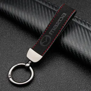 Leather Car Keychain Keyring, Compact Size, Fits Mazda 2 3 5 6 Cx-5 Cx-9 Cx-7 Cx-4 Cx-3 Cx-30 Mx-5 Mx-3 Bk Models, Auto Accessories