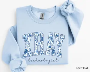 Xray Tech Sweatshirt – Floral X-Ray Technologist, Blue Toile Crewneck, Radiology Grad & Medical Imaging Gift