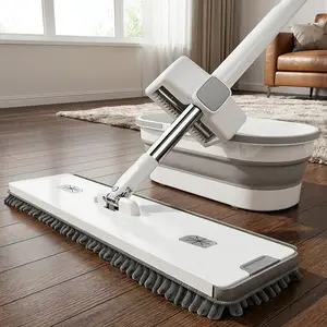 Self-Wringing Chenille Mop for Floor Cleaning, Extra Large 24-Inch Microfiber Pad, Easy Rinse & Wring System, Quick-Dry, Space-Saving Stand Storage, Durable Household Cleaning Tool