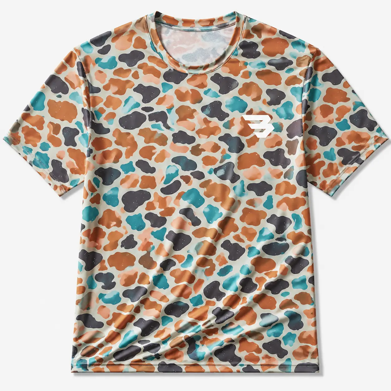BURLEBO Men’s White Camo Performance T-Shirt – Lightweight Outdoor Hunting Fishing Shirt, Tactical Athletic Tee