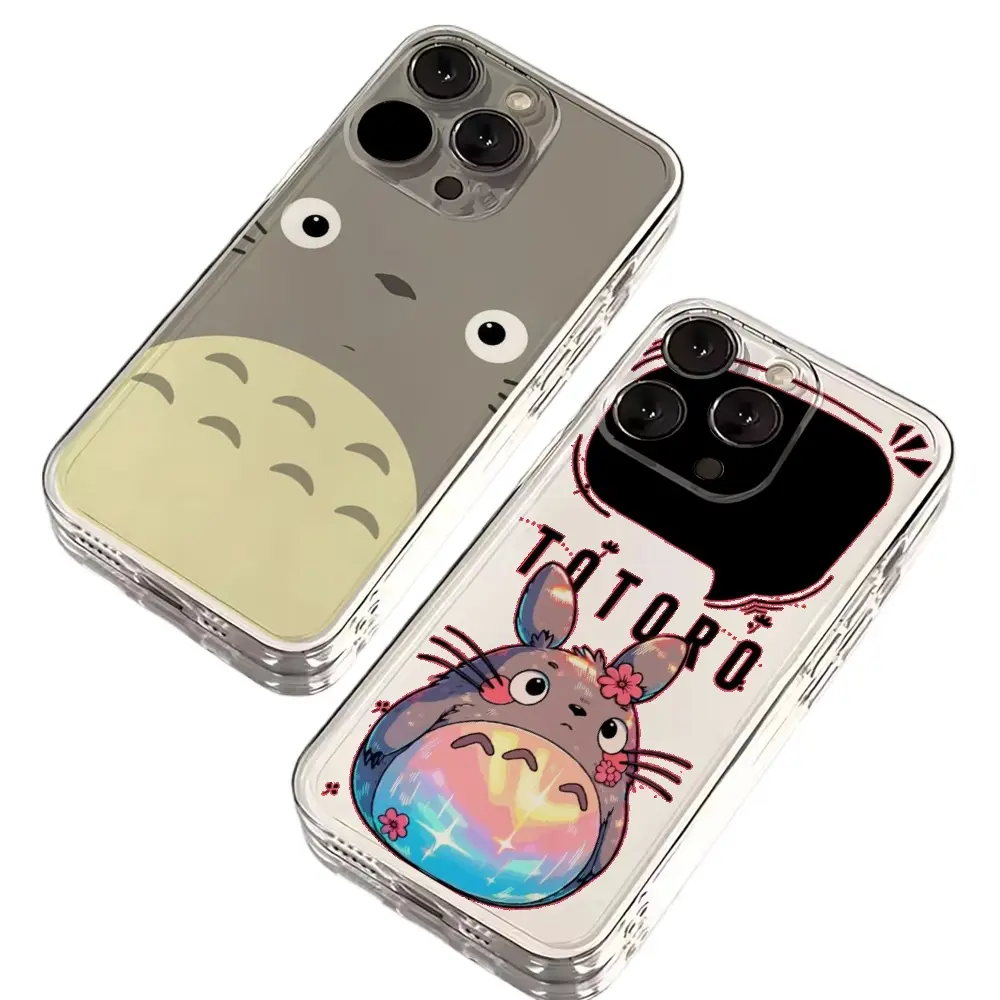 Cartoon T-Totoro Cute Phone Cases For iPhone 17 16 15 14 13 12 11 Promax Pro Air Plus Transparent TPU Silicone Soft Shockproof Cover Protection Gifts For Christmas Halloween Birthday