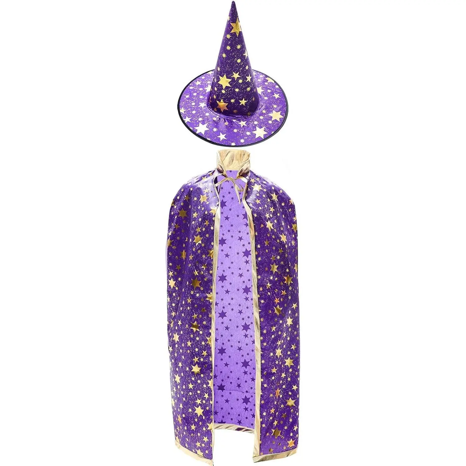 iGeeKid Halloween Wizard Costume Set Include 51" Cloak & Star Hat | Halloween Cosplay Costume for Adults, Men & Women, Parties, Roleplay & Dress Up