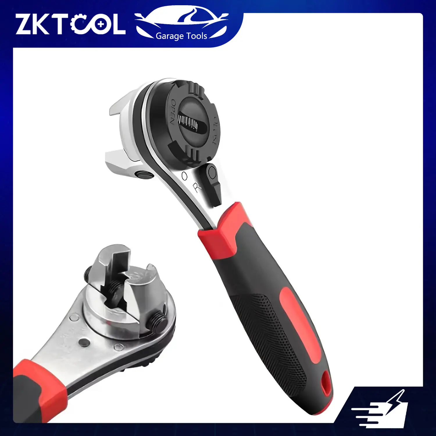 ZKTOOL Adjustable Ratchet Wrench Tool Kit Set, 6-22mm Screw-Fit Chrome Vanadium Multifunctional Ratchet Combination Wrenches, Portable Non-Slip Handle with Reverse Switch, Automotive Car Repair Hand Tools, Multifunctional Wrench