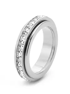 Rotatable Anxiety Ring, Fashion Zircon Unisex Wedding Promise Ring, Trendy Versatile Jewelry, Geometric Design Ring, Geometric Christmas Style, All Seasons, Statement Rings