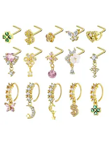 Women's Elegant Flower Decor Nose Ring, Trendy Exquisite Dangle Nose Ring, Chic Body Jewelry for Party & Daily Decor, Nose Piercing Jewelry