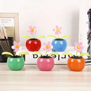 Solar Apple Flower Car Decoration Swinging Sunflower Car Ornament Car Desktop Decor