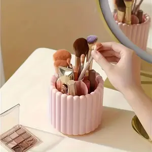 360 Degree Rotating Makeup Brush Holder, Space Saving Vanity Organizer, Rotatable Cosmetic Organizer, Makeup Cosmetic Organizer, Smooth 360 Rotation, Compatible with Brushes & Lipsticks, Brush Storage