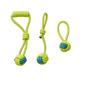 Whisknest™ Natural Cotton Rope Dog Toy Pack of 3 Eco-Friendly 3-in-1 Chew Toy Set for Small Medium & Large Dogs Safe Tugging Chewing Training