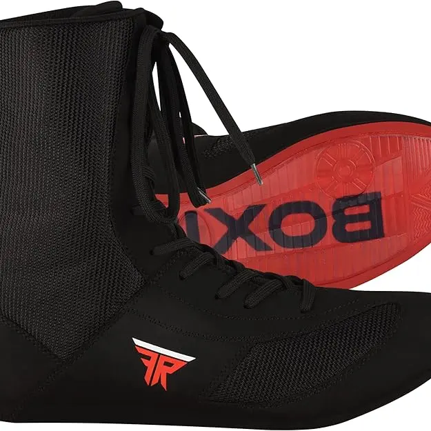 THESTRON Male High-Top Leather Boxing Shoes - Lace-Up, Athletic Lightweight Footwear, Sports Pro Training Shoes for Martial Arts