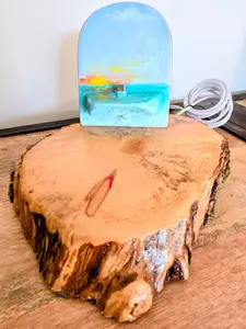 Handcrafted Ocean-Painted Wood Phone Dock | Cable Included | SPENCEBUILT