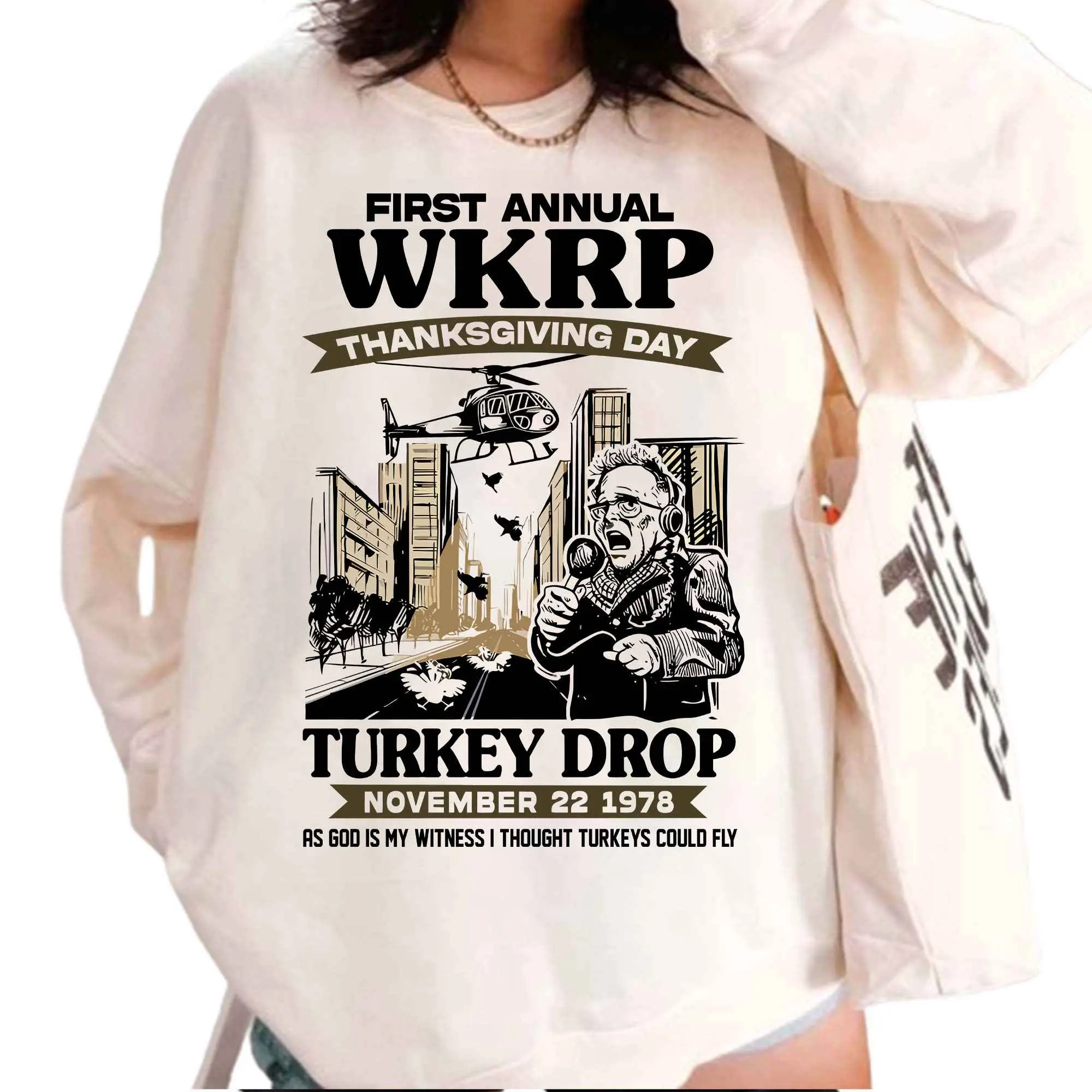 Funny Thanksgiving WKRP Turkey Drop Shirt, Thanksgiving Sweatshirt, WKRP Thanksgiving Turkey Shirt