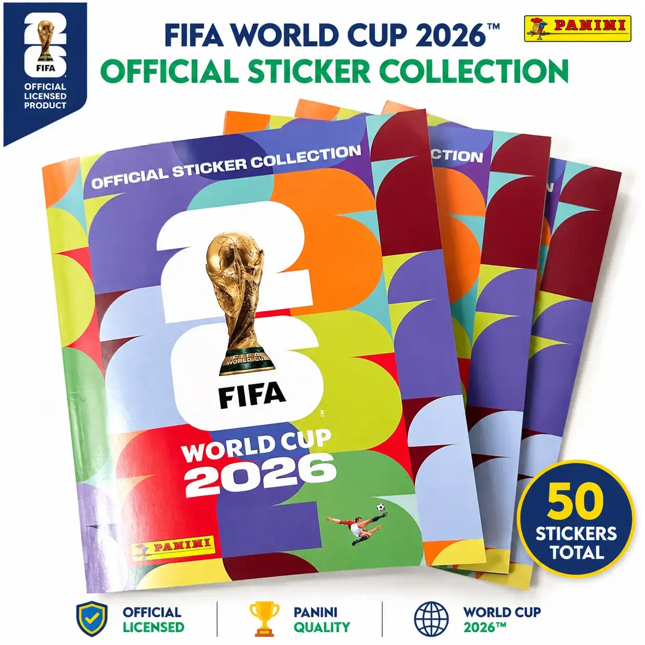 Officially Authorized FIFA/PANINI Sticker Booklet, Covers 47 Countries, Includes 6 Star Collectible Gift (Requires Separate Stickers for Use)