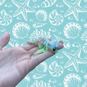 Mini Seashell Ocean Fidget Dragon - 3D Printed Articulated Dragon Toy - Pocket Sized Fantasy Creature - Seashell Dragon Gift Anxiety Toy