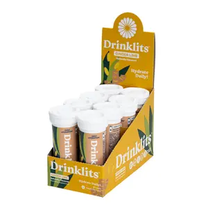 Drinklits Ginger Lime Electrolyte Sports Drink Fizzy Hydration Tablets (8) Tube Bundle | Natural Flavors – 0g Sugar – Daily Use | 80 Servings - 10 Tablets Per Tube
