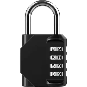 Combination Lock for Locker 4 Digit Outdoor Waterproof Padlock for School, Gym, Sports, Fence, Toolbox, Gate, Case, Outdoor, Hasp Storage, Cabinets (Black)