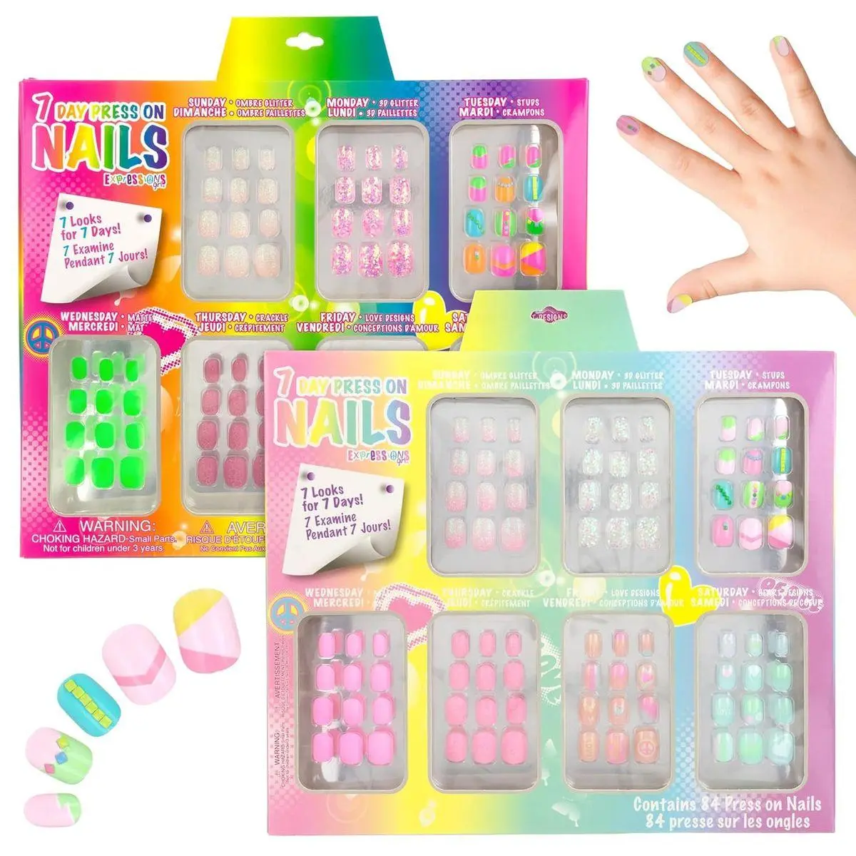7 Day Manicure Collection - 84PC Press On Nail Set, Day-of-The