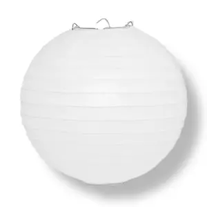 5-Pack 24 Inch White Parallel Ribbing Round Paper Lantern