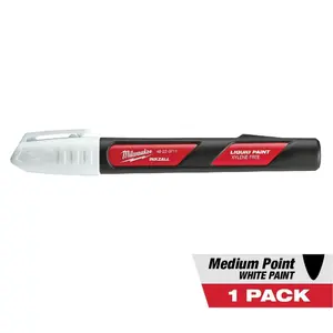 INKZALL White Paint Marker 48-22-3711 Medium Point Acrylic Nib Durable Water & UV Resistant 1 Pack