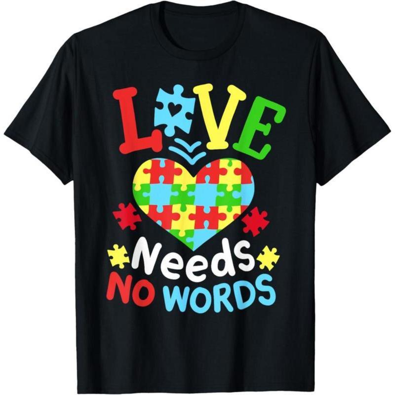 100% Cotton Short-Sleeve Round Neck Autism Awareness T-Shirt - Casual Sporty Sports Top for Daily Wear, Shortsleeve, Tshirt, Sporty Sports Tops