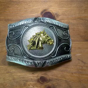 Gold Plate Horse Belt Buckle