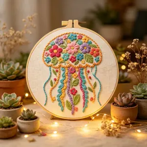 Beginner Cross Stitch Kit, Elegant Floral Animal Embroidered Design, DIY Embroidery Set, Includes Cotton Fabric, Thread, Needle, Instruction Manual, 20cm Hoop