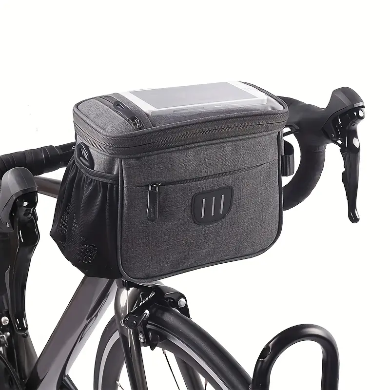 Bike Handlebar Bag Waterproof Bicycle Front Bag with Phone Holder, Large Capacity Cycling Storage Bag, Touch Screen Bike Frame Bag for MTB, Road Bike, Electric Bike, Scooter, Commuter, Outdoor Cycling Accessories