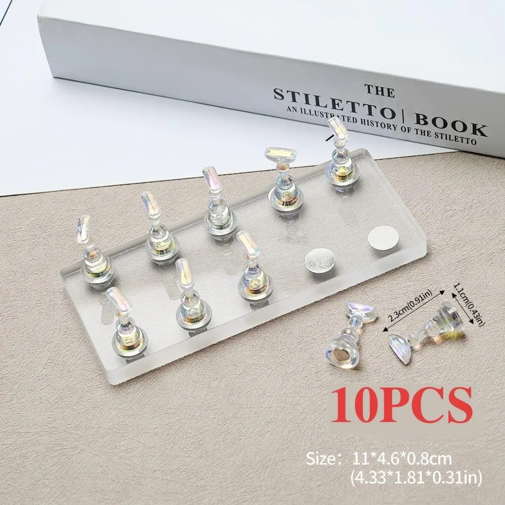 10PCS Magnetic Nail Display Stand – Clear Acrylic Nail Holder for Practice, Salon Display & Photos