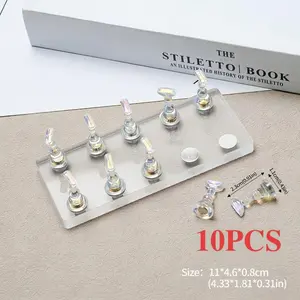 10PCS Magnetic Nail Display Stand – Clear Acrylic Nail Holder for Practice, Salon Display & Photos