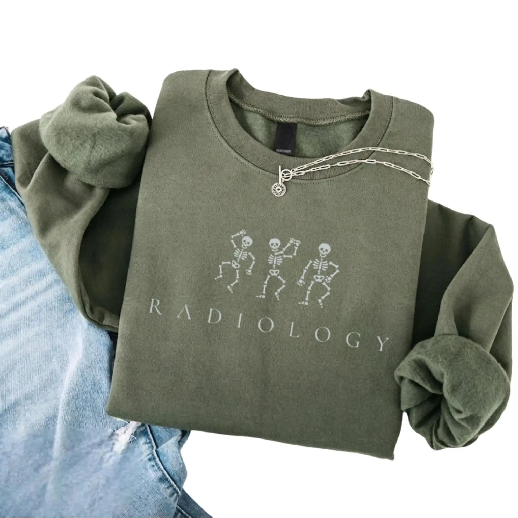 Women's Radiology Technologist Tops - Oversized Fleece Longsleeve Round Neck T-Shirt & Fitted Cut Soft Cotton Crew Neck Sweatshirt with Bow Back, Retro Graphic Print, Breathable Fabric for Thanksgiving, New Year Rad Tech Xray Gift, Chic