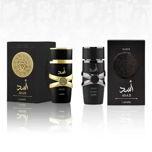 Lattafa Asad Elixir Black+Asad Black Perfume Set for Ladies 3.4oz 100ml 1.0oz 30ml 1.7oz 50ml Floral Chypre Scent Elegant Design Aromatic Amberwood Fragrance