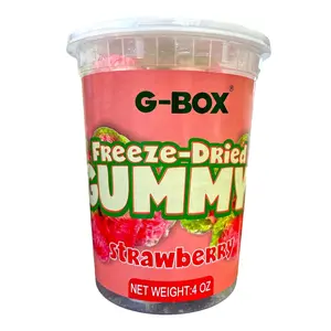 G-BOX 4 OZ Freeze Dried Strawberry Gummies, TikTok Trend Items, Freeze Dried Candy, Freeze Dried Strawberries, Freeze Dried Strawberry Gummy Air-tight Sealed in a Deli Container