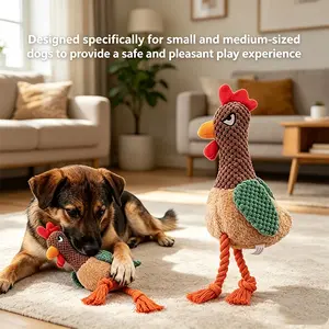 Plush Chicken Dog Toy with Crinkle Sound, Interactive Rope Legs for Small to Medium Dogs, Multi-Color Tug and Chew Toy