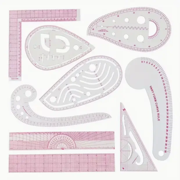 Clear Metric Sewing Curve Ruler, 9 Styles Measure Ruler, Plastic Sewing Tools, Sewing Rulers Set, for Beginners, Designers and Tailors, Perfect for Drawing, Craft, Sewing, Pattern Making Design, DIY Clothing