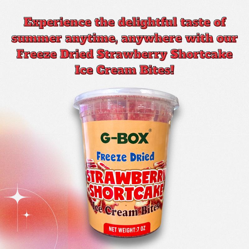 G-BOX Freeze Dried Ice Cream | Crunch Strawberry Shortcake Ice Cream Bites - Chocolate Eclair Ice Cream Bites - Perfect for Camping, Outdoor, and Party - Air-tight Sealed in a Deli Container