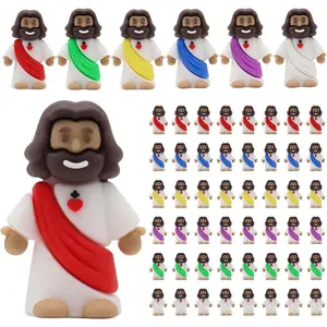 100 Pcs Brown Jesus Figures Mini Jesus Figurines in Bluk Tiny Small Brown Jesus Figure Jesus for Hide and Seek, Religious Party Favors, Sunday School, Baptism Gift, Easter Egg Stuffers