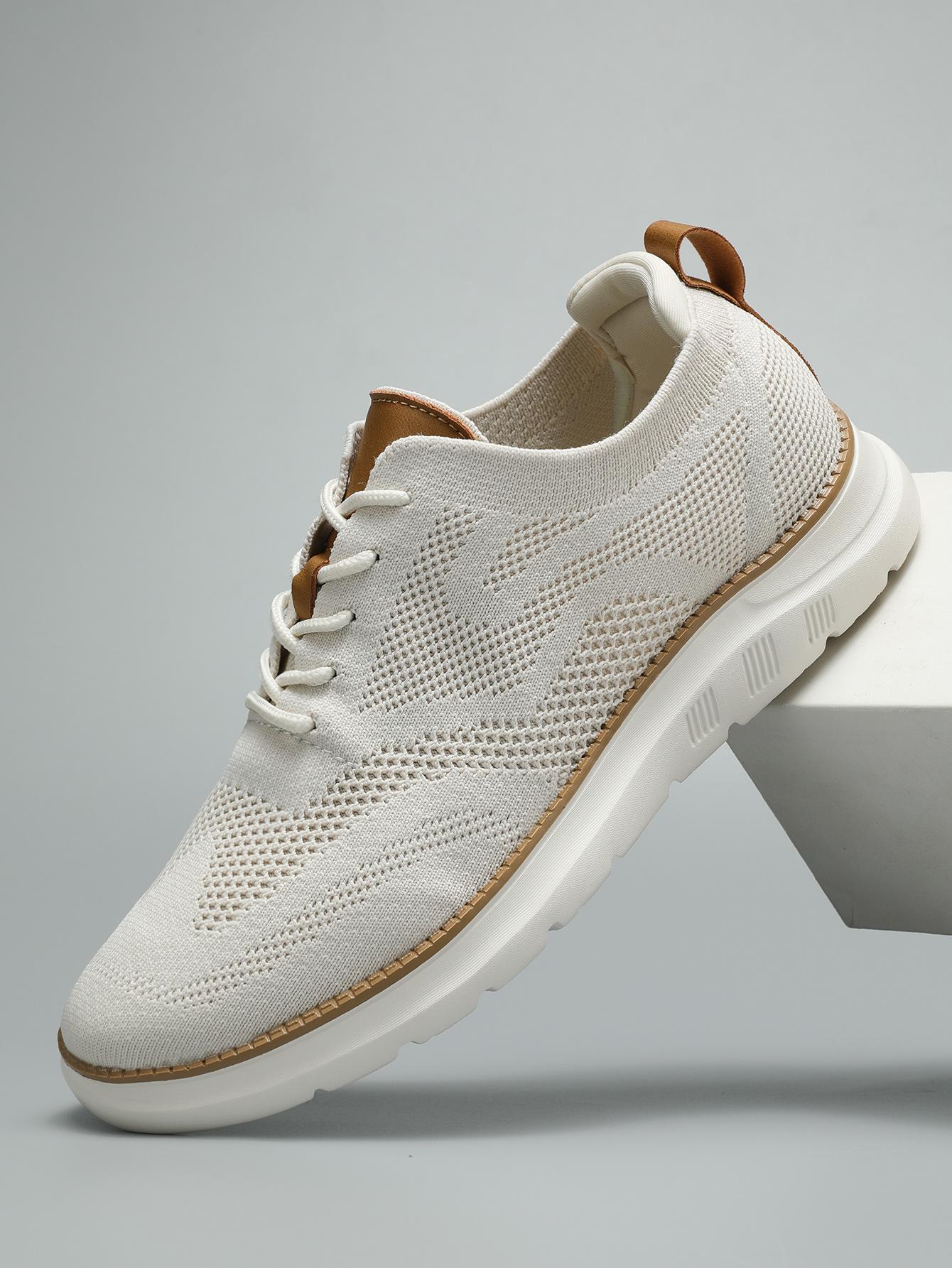 Men's Casual Mesh Breathable Solid Color Slip on Shoes, Lightweight Comfortable Sports Running Shoes,Knitted Mesh Breathable AndComfortable Platform Sneakers Closed Boy Trainer Footwear Runner Training Athletic