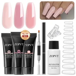 Gel Nail Extension Kit, Easy DIY Manicure at Home, Includes Sliding Solution & Dual Nail Forms, Perfect for Beginners & Daily Use, Polygel Nail Kit
