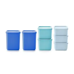 Tupperware Basic Bright 14-Piece Set Square Containers - Airtight Lid, Stackable, Dishwasher Safe, Food Storage Solution