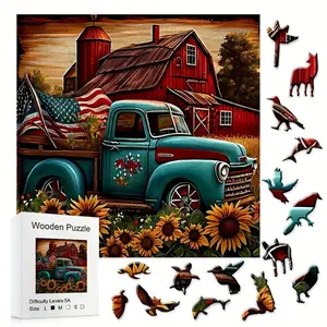 Colorful Farm Boxed Wooden Jigsaw Puzzle, High-Difficulty Challenge Toy, Perfect for Family Gatherings & Company Events, Fun Friends Activity
