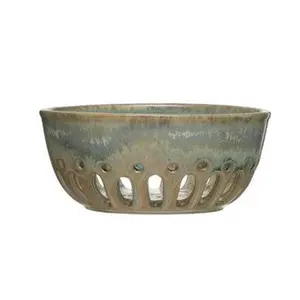 Stoneware Berry Bowl with Glaze , 2 Color Options